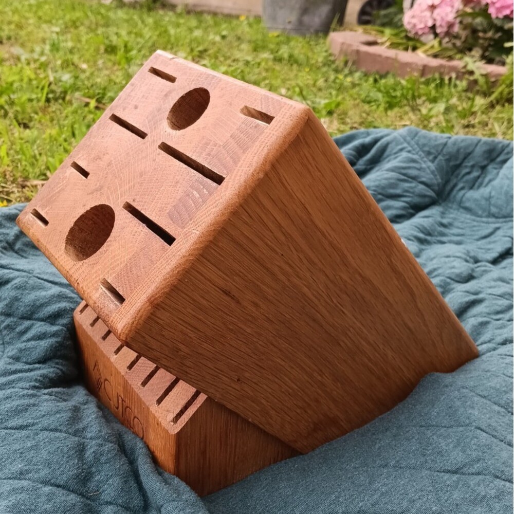 Cutco Homemaker 10 + 8 Honey Oak 18‑Slot Knife Block Wooden Countertop Holder
